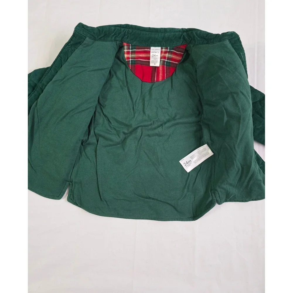 Carters Toddler Boys Green Quilted Corduroy Shirt Jacket Shacket 24M New